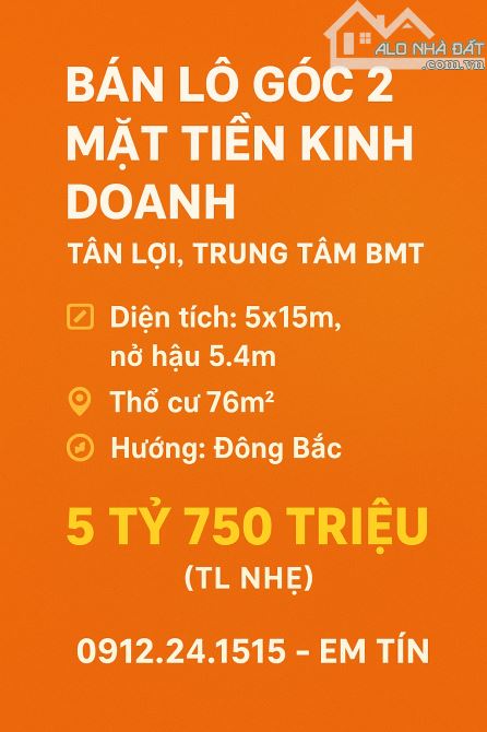 Lô MT góc 2 mặt tiền Đồng Khởi gần Ymoan giá chỉ 5tỷ750 - 2
