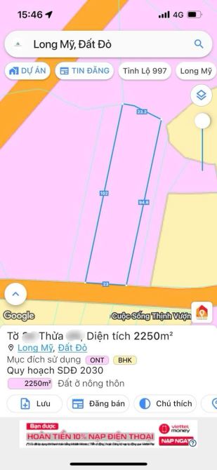THỊ TRẤN PHƯỚC HẢI - LONG ĐẤT - BRVT 🌈DT 2250m2 - sẵn 200m2 thổ cư; ngang 23m x 102m  👍 - 2