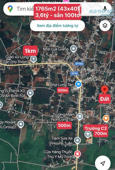 LONG TÂN - ĐẤT ĐỎ - BRVT  🌈DT 1765M2 - ngang 43m x 40m -100tc sẵn - 3