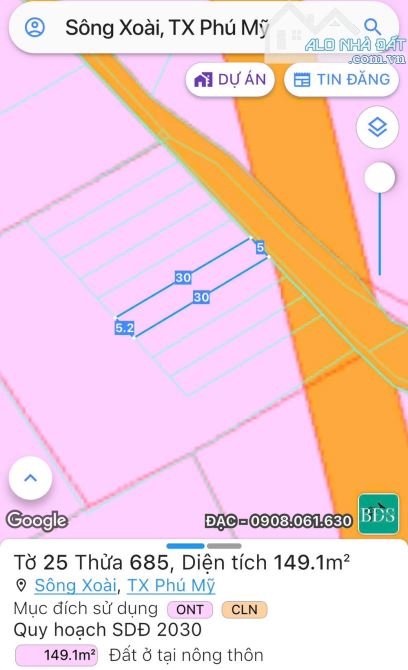 Bán gấp lô đất đường Võ Văn Kiệt, xã Sông Xoài, Phú Mỹ, Bà Rịa Vũng Tàu - TP. HCM - 3