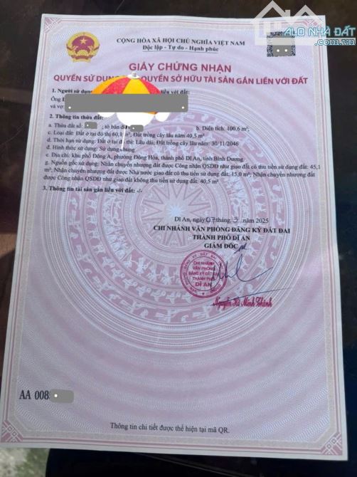 Bán đất MT kinh doanh gần chợ Đông Hòa 300m, p.Đông Hòa, Tp.Dĩ An chỉ 4,95 tỷ TL M7486 - 3