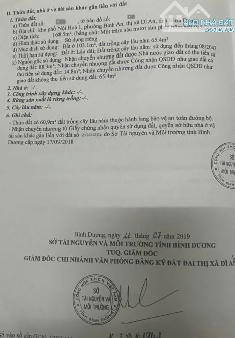 Bán đất MT đường Thống Nhất đối diện Chung Cư Bons p.Bình An Tp.Dĩ An chỉ 15ty500 TL M7488 - 6