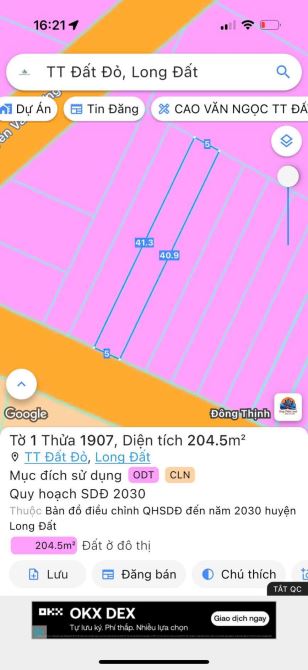 MT Đường Nguyễn Bảo Hoá- Thị trấn Đất Đỏ- BRVT 🌈DT 204m2  - 5x41m - 60tc 👍👍👍Đường nhựa