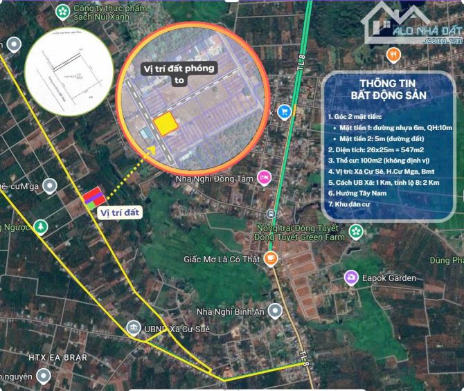 650m2 Đất 2 mặt tiền đường nhựa Xã CưSê, Buôn Ma Thuột