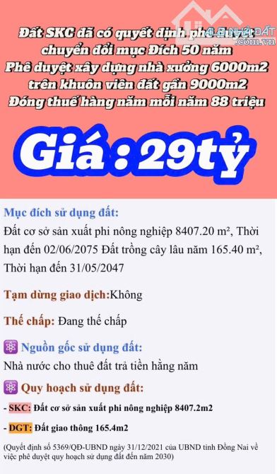D239 BÁN GẦN 9000m2 Đất SKC đã có quyết định phê duyệt chuyển đổi mục Đích 50 năm .