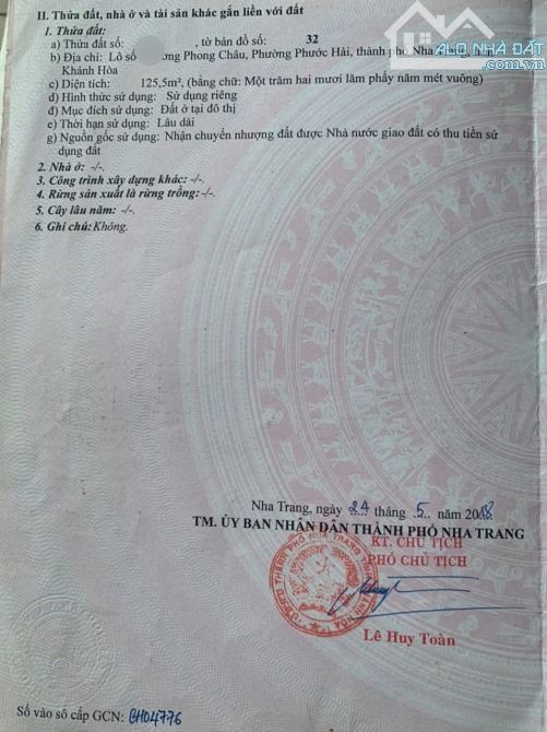 Đất đẹp đường PHONG CHÂU - NAM NHA TRANG gần ThÍCH QUẢNG ĐỨC, sổ hồng, đất đô thị