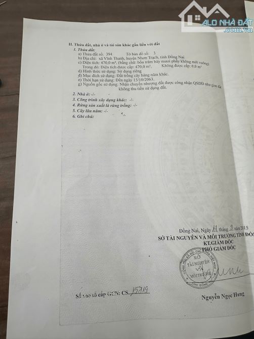 Cần bán gấp 15m mặt tiền đất xã Vĩnh Thanh, Nhơn Trạch, Đồng Nai.