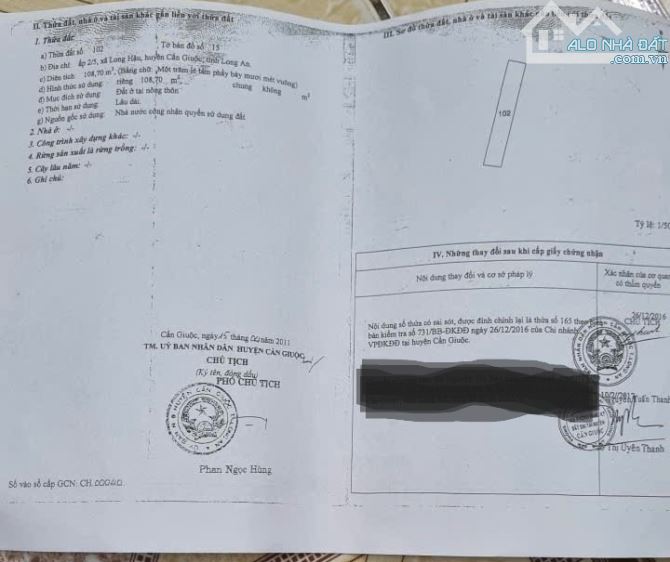 BÁN NHÀ XÃ LONG HẬU, H. CẦN GIUỘC, T. LONG AN
