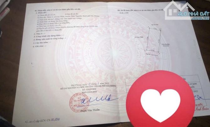 Chủ gửi lô đất tại Cao Nhân cũ ( nay thuộc phường Lê Ích Mộc ) - Thuỷ Nguyên - Hải Phòng - 1