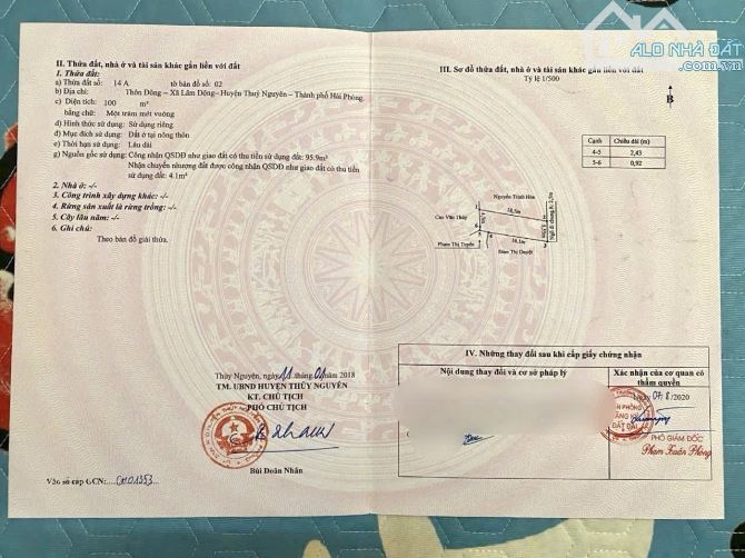 Bán lô đất 100m tại Hoàng Lâm - Thuỷ Nguyên - Hải Phòng giá 2,2x tỷ - 2