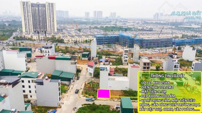 Bá,n Đất Vân Canh - Hoài Đức, 109.2m². Mặt Tiền 9.51m. Đường 11m có vỉa hè gần công viên. - 3