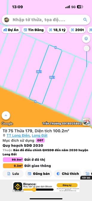 Lô Đất Đường Số 8 Long Điền DT: 5x20 (100m2 full thổ cư) Đường nhựa 8m vỉa hè 5m - 4