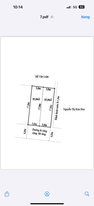 2 Lô đất 85 m2 (ngang 5 m)/ lô, 20 m là ra mặt đường Hoàng Thế Trung, An Dương, Hải Phòng