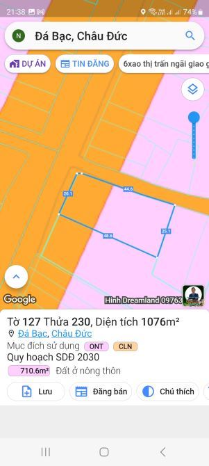 Bán đất mặt tiền quốc 56 1000m2 ngang 20 dài 48 góc 2mt đường nhựa giá 12ty900.