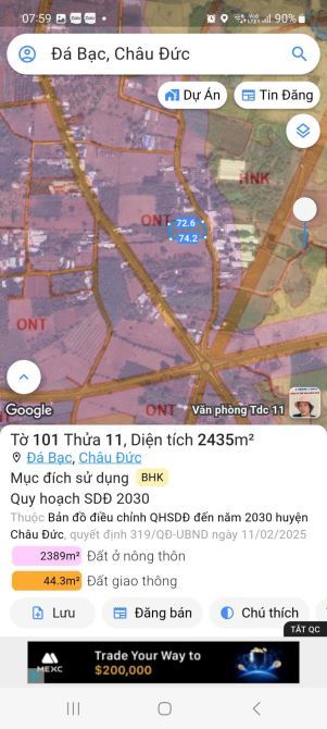 BÁN ĐẤT ĐÁ BẠC (GIÁP BÌNH BA) CHÂU ĐỨC