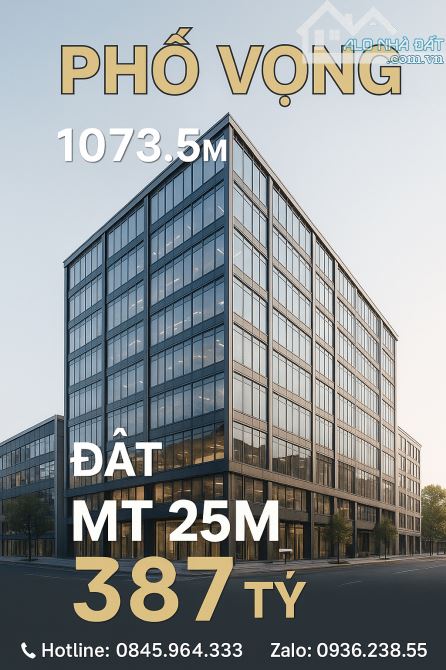 Mặt PHỐ VỌNG – DT 1073.5M² ĐẤT – MT 25M – Chỉ 387 TỶ