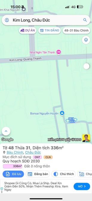 Cần tiền trả nợ Ngân Hàng Tôi cần bán lô góc 2 mặt tiền 9x38 giá 6,7 Triệu/m2 Sổ đỏ