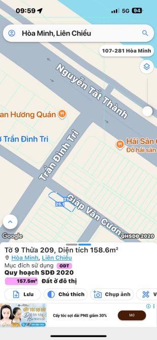 Đất 2 mặt tiền siêu đep. Đường 10m5 Trần Đình Trị, cách biển 100m. S= 256m2, giá 22.5 tỷ - 1