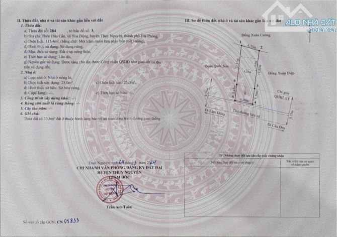 ⭐️ 🔥 Chào bán lô đất mặ đường 203 xã Hoa Động  ⭐️ dt 115m mặt tiền hơn 6m nở hậu - 1