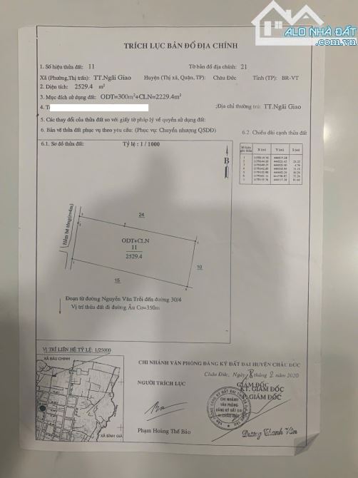 Bán đất MT Trần Hưng Đạo- 2.529m2- 25m x 100m- Thị Trấn Ngãi Giao - Huyện Châu Đức- BRVT - 1