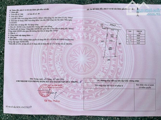 Bán đất thổ cư 37mx50m mặt tiền DH6,xã Tà Hine,Lâm Đồng.chỉ 190 triệu/1 mét ngang - 1