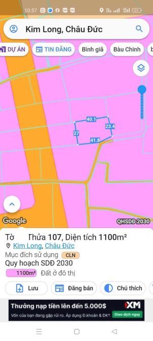 BÁN 1100M2  ĐẤT TRỒNG TIÊU TẠI THI TRẤN KIM LONG, CHÂU ĐỨC, SAT NHỰA, GIÁ CHỈ 1TI150TR - 2