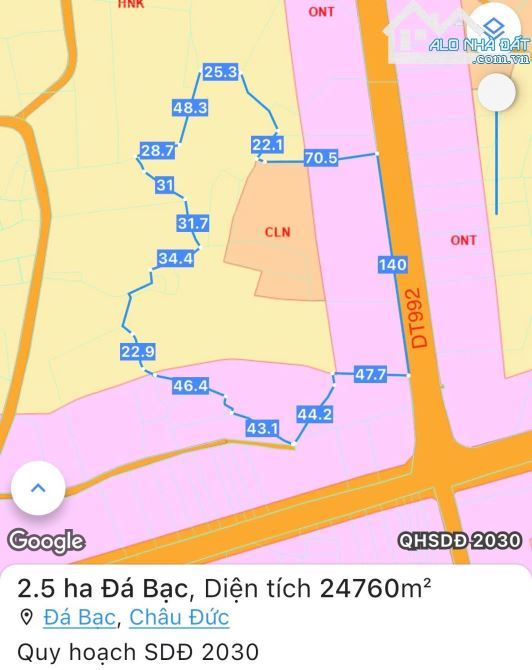 Cần bán 2.5ha đất mặt tiền DT992, ngang đến 140m tại Đá Bạc, KDC hiện hữu - 2