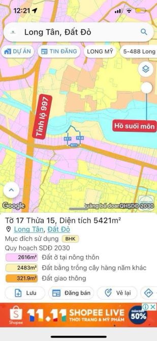 RA GẤP SIÊU RẺ - ĐẤT VIEW SUỐI - NGAY MẶT HỒ LỒ Ô - LONG TÂN - ĐẤT ĐỎ- BRVT 5421mv - 4