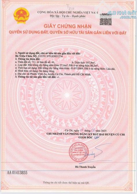 Cần bán đất mặt tiền đường nhựa 1/ Suối Lội xã Phước Vĩnh An 6.5x18 Full Thổ Cư xây dựng - 5