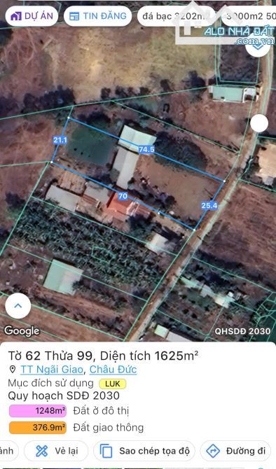 Hàng hiếm tại trung tâm Thị trấn Ngãi Giao Châu Đức, BRVT.Giá chỉ 6 tỷ 900tr với DT:1625m2 - 6