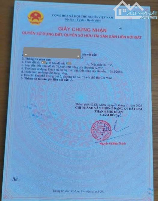 Bán đất MT đường Phạm Ngũ Lão p.Dĩ An Tp.Dĩ An chỉ 3ty590 TL  M7101 - 7