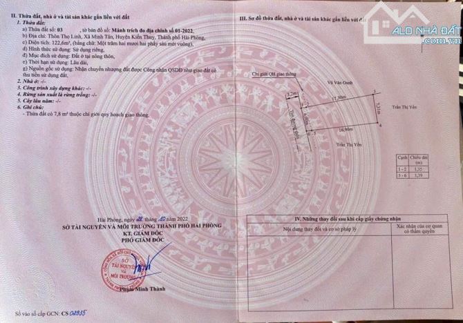 Bán đất Minh Tân - Kiến Thụy - Hải Phòng