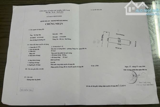 Bán đất Mặt Đường Thành Tô, Tràng Cát, Hải An.