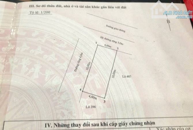 CẦN CHUYỂN NHƯỢNG LÔ GÓC TĐC TAM KỲ - VĨNH NIỆM LÊ CHÂN . Diện tích 40m ngang4m