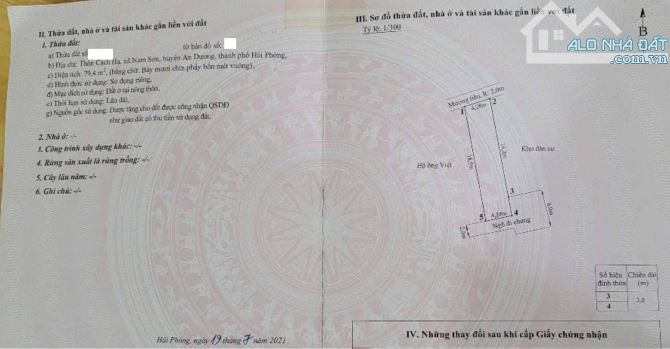 Bán lô đất hiếm 79m2 trong khu phân lô Cách Hạ, không bị lỗi phong thủy