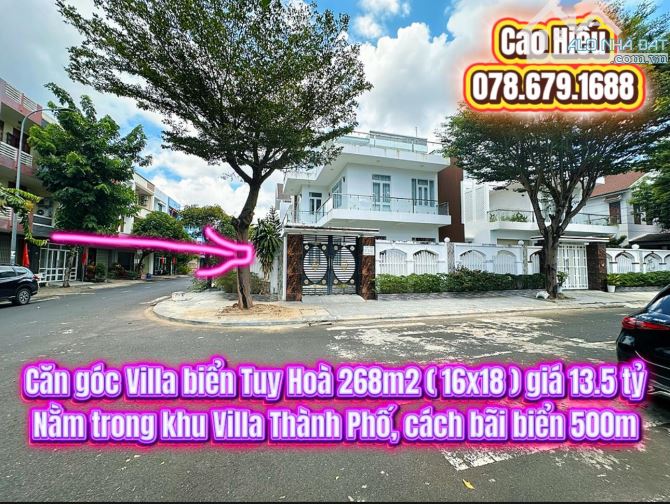 💥Căn góc Villa biển Tuy Hoà 268m2 ( 16x18 ) giá 13.5 tỷ