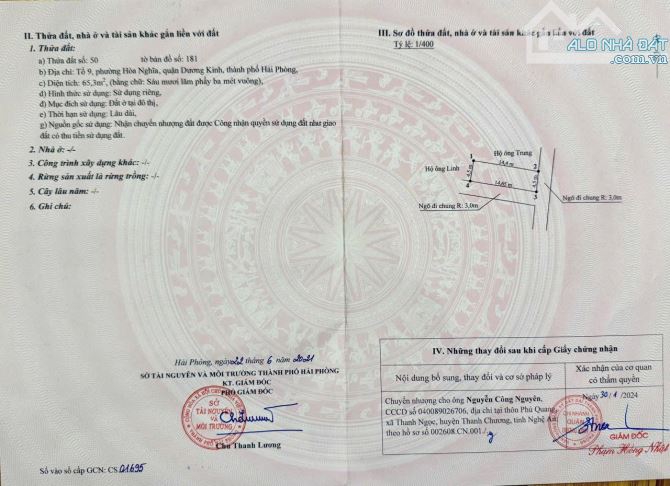 SIÊU PHẨM LÔ GÓC ĐẸP  TỔ 9, HOÀ NGHĨA giá 1ty020
