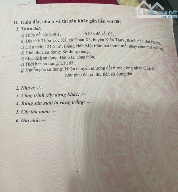 Bán đất Đoàn Xá - Kiến Thụy - Hải Phòng