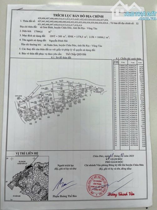 Bán lô đất góc 2 mặt tiền đường Cà So, Xã Sơn Bình, Châu Đức, Vũng Tàu - TP. HCM - 1