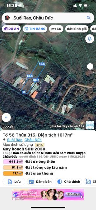 BÁN ĐẤT TẠI XÃ SUỐI RAO – TP.HCM - 1