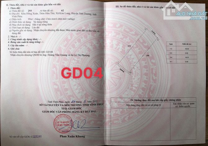 Bán đất tại khu phân lô Đồng Xuân, Kim Long, Tam Dương, Vĩnh Phúc. Giá chỉ 2.15 tỷ - 1