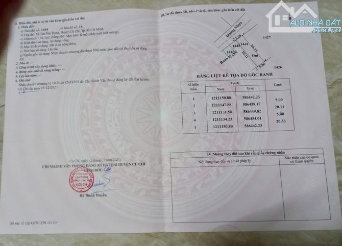 Chủ gửi bán nhanh đất xã Tân Phú Trung. DT 5x20 thổ cư. Giá bán 2 tỷ 700 triệu có bớt. - 1