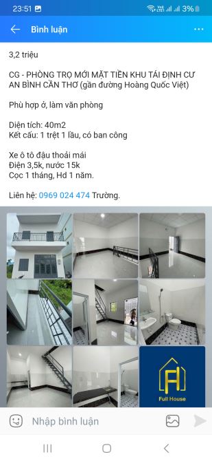 Phòng trọ mặt tiền khu tái định cư An Bình - 1