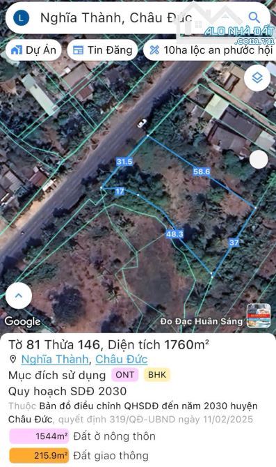 Cần bán lô đất mặt tiền Quốc Lộ 56 Nghĩa Thành, Châu Đức - TP.Hồ Chí Minh - 3