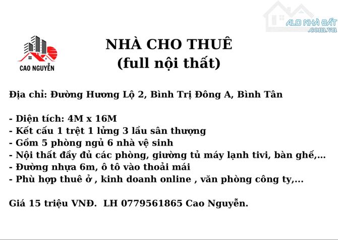 Full nội thất 5 tầng 5 phòng 6wc đường Hương Lộ 2 - 4