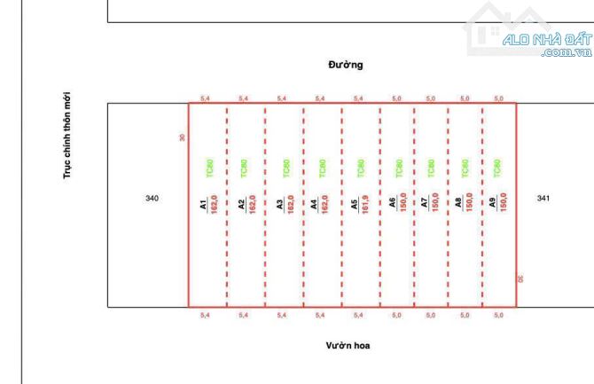 RA HÀNG 06 LÔ ĐẤT THÔN MỚI-THANH VÂN-TAM DƯƠNG DT150-162M MT5,4M 80M(TC) GIÁ 1,2XTỶ SĐCC - 5