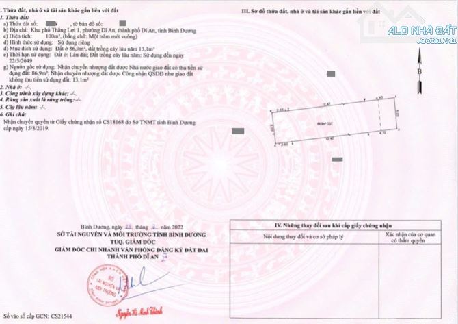 Bán nhà cấp 4 cách đường Lý Thường Kiệt 30m P.Dĩ An Tp.Dĩ An chỉ 2 tỷ 980 TL M7520 - 9