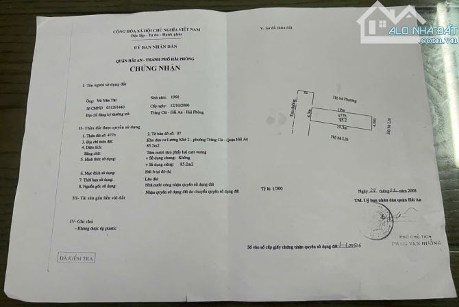 Spcc👉 lô đất mặt đường Thành Tô - Tràng Cát - Hải An 👉 vị trí đẹp ,kinh doanh buôn bán s