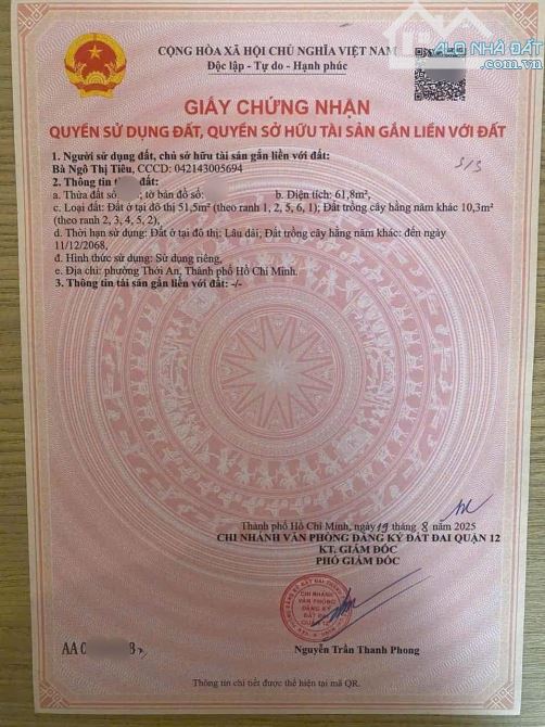 Tìm người thực sự mua,bán căn NHÀ CẤP 4 – 2 PHÒNG NGỦ, THỚI AN, QUẬN 12 ,1 tỷ150 triệu