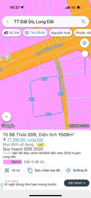 MẶT TIỀN NGUYỄN CÔNG HOAN - NGAY SAU UỶ BAN XÃ ĐẤT ĐỎ - TP HCM 🌈🌈🌈DT 1509m2  - 42x35m - 2